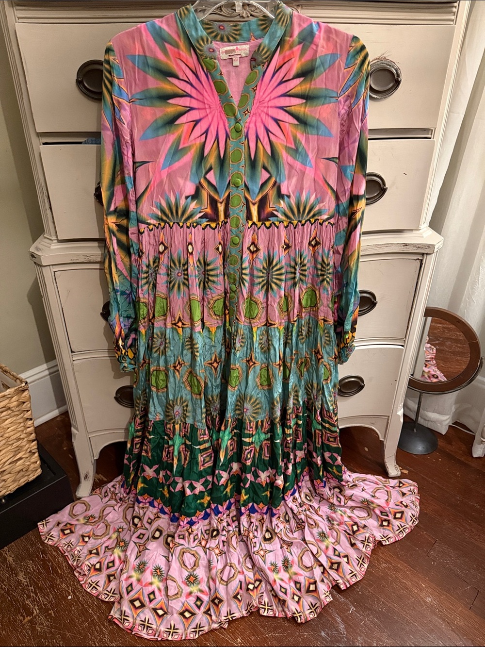 Siddhartha Bansal Geometric Tier Maxi Dress XSP - Picture 5 of 13